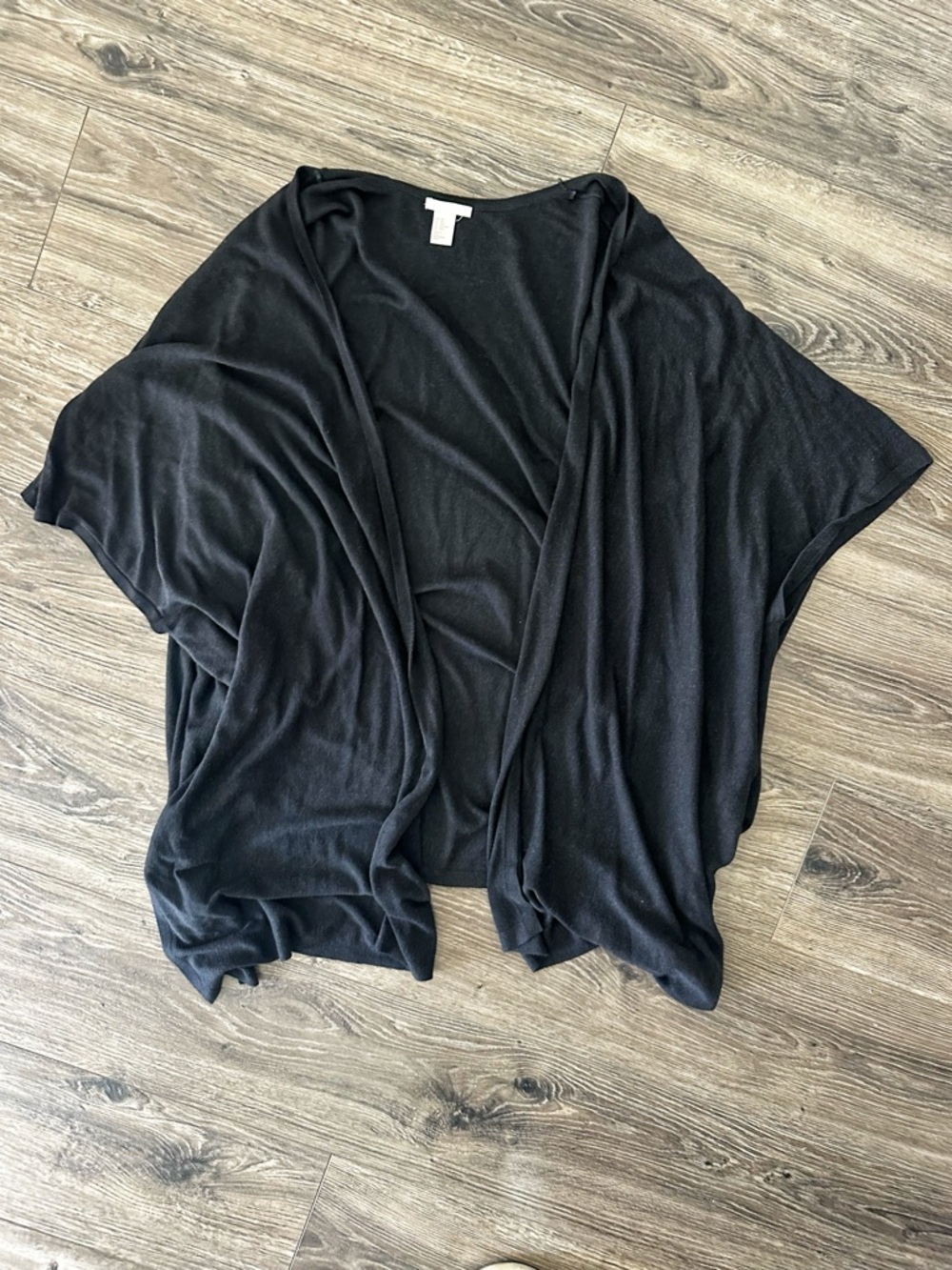 H&M Black Open-Front Draped Women's Poncho Sweater Kimono